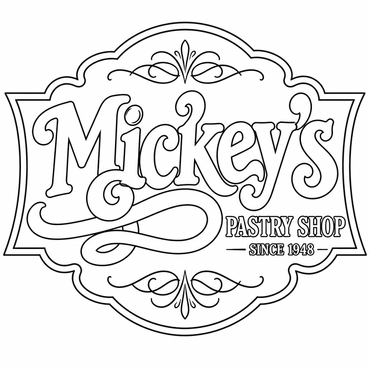 The Mickey's Sign coloring page from Mickey's Pastry Shop